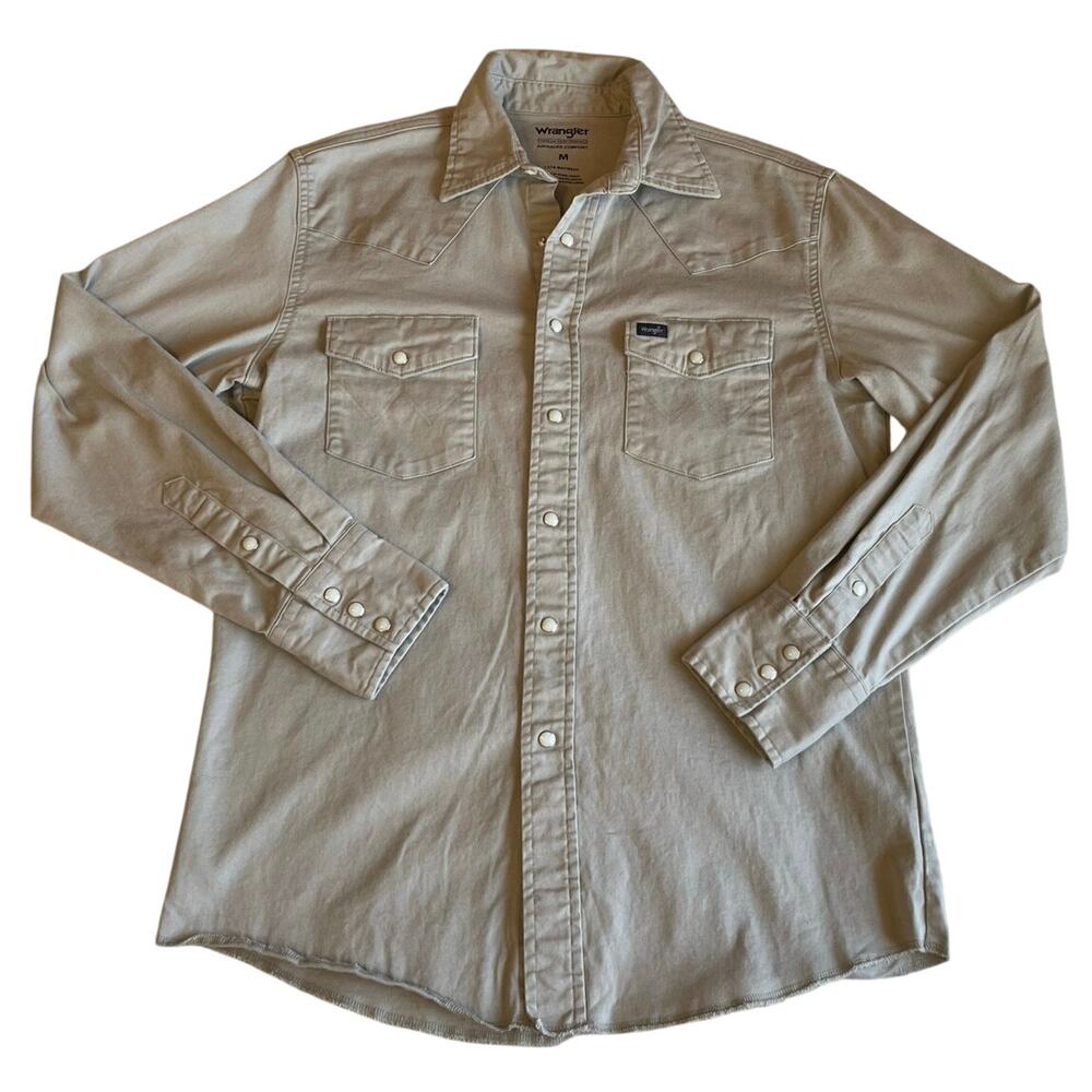 Wrangler Western Premium Performance Advanced Comfort Gray Mens Button Up Top M
